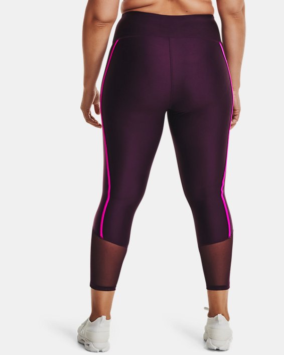 Women's HeatGear® Armour No-Slip Waistband Shine Mesh Full-Length Leggings, Purple, pdpMainDesktop image number 1